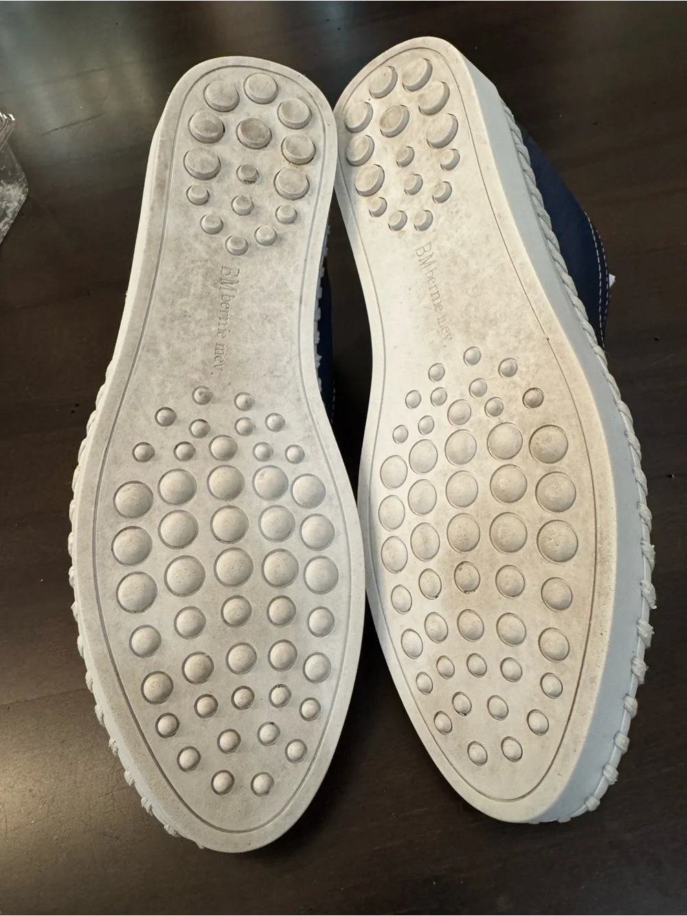 bernie mev. Navy Leather Slip-On Espadrille